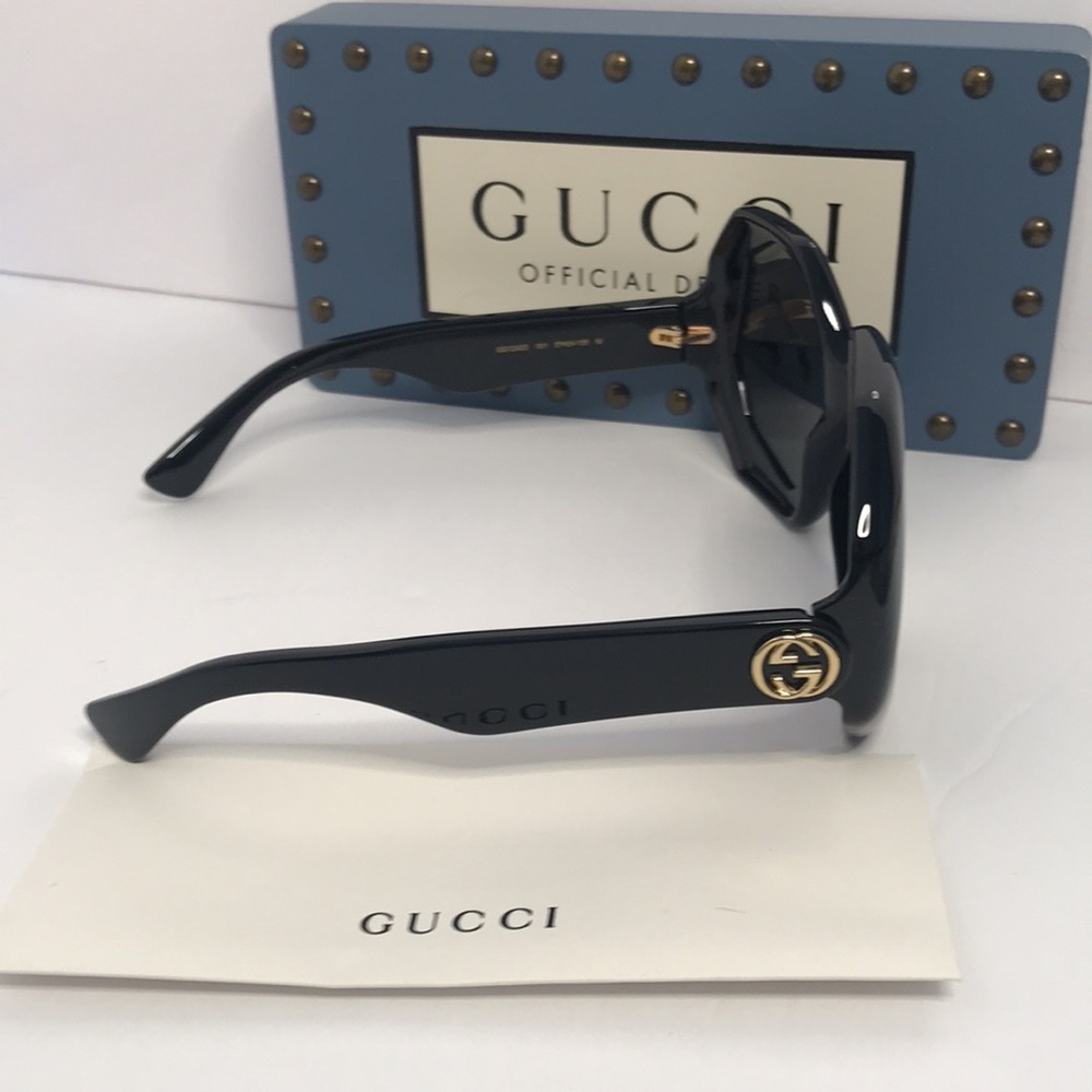 NEW GUCCI GG1242S 001 OVERSIZED ROUND WOMEN’S SUNGLASSES GUCCI GG1242S BLACK - Picture 7 of 13